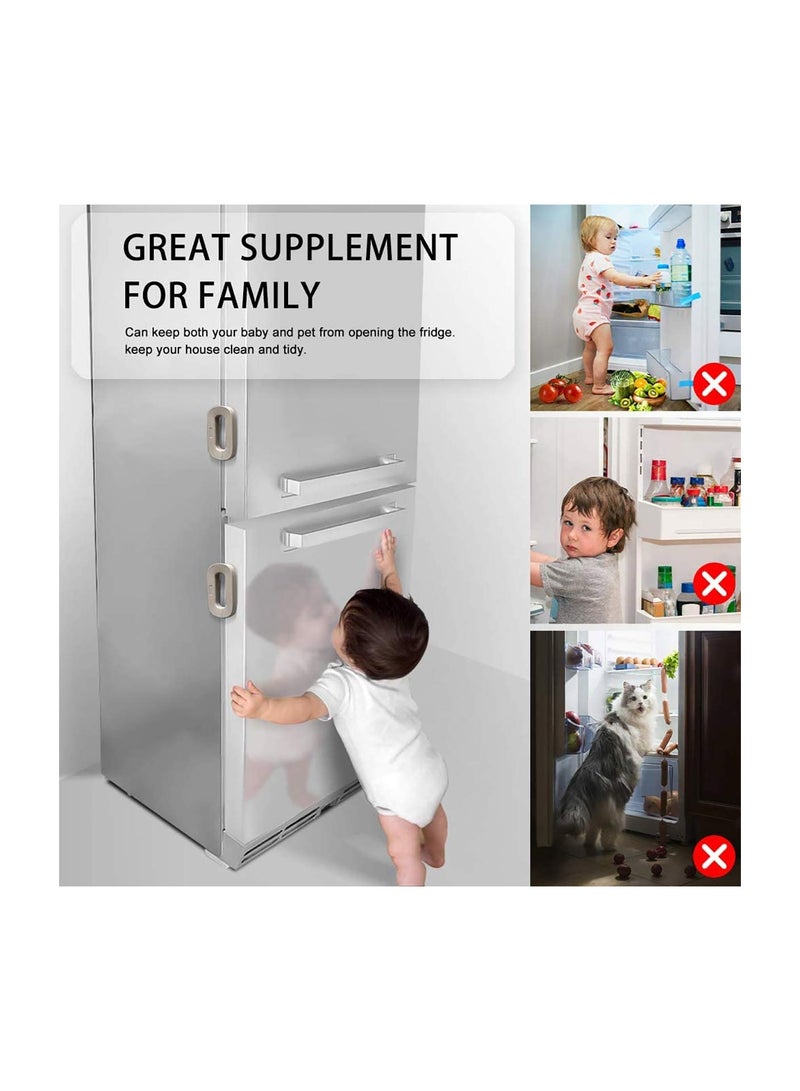 Upgrade Home Refrigerator Fridge Freezer Door Lock, Latch Catch Toddler Kids Child Baby Safety Lock Easy to Install and Use 3m Vhb Adhesive No Tools Need or Drill for Most Fridges(White, 2 Pack) - Image 2